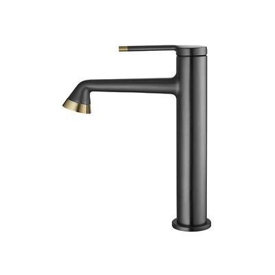 Contemporary 251mm Basin Mixer Faucet Gun Gray Polished Surface