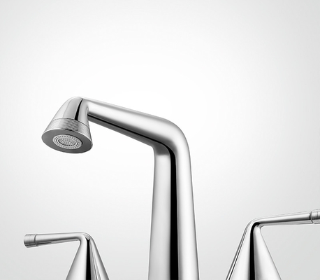 Three Hole Basin Brass Lavatory Faucets Hot And Cold Water Mixer