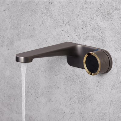 189mm Depth Wall Mounted Bathroom Faucet Waterfall Brass Washroom Basin Tap