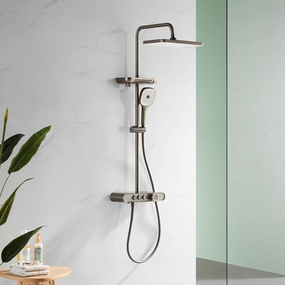 Brass Thermostatic Hand Shower System Bathroom Rain Shower 355*355*1135mm