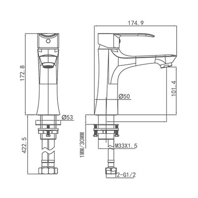 Modern Single Hole Basin Mixer Faucet with Ceramic Cartridge and 5 Year Warranty